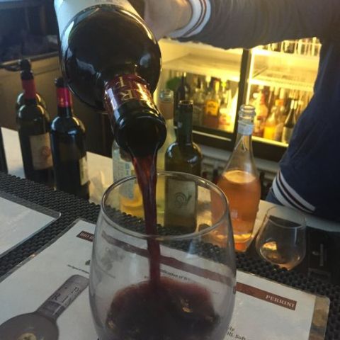 a person holding a glass of wine