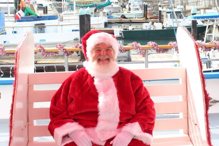 Santa on board a Dana Wharf boat in Dana Point Harbor