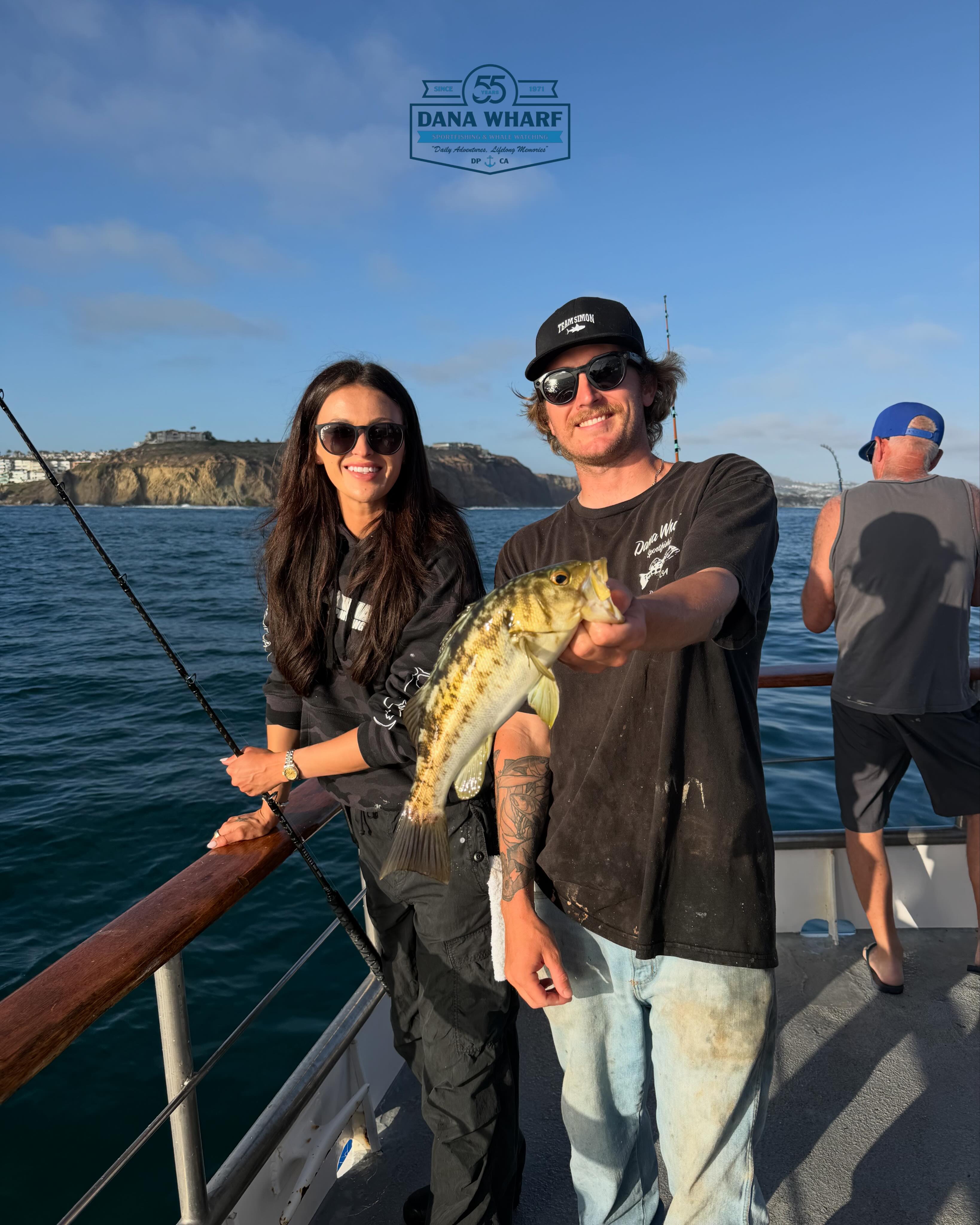 Anglers on the deck of the Sum Fun catching deep water rockfish on a Dana Wharf sportfishing trip