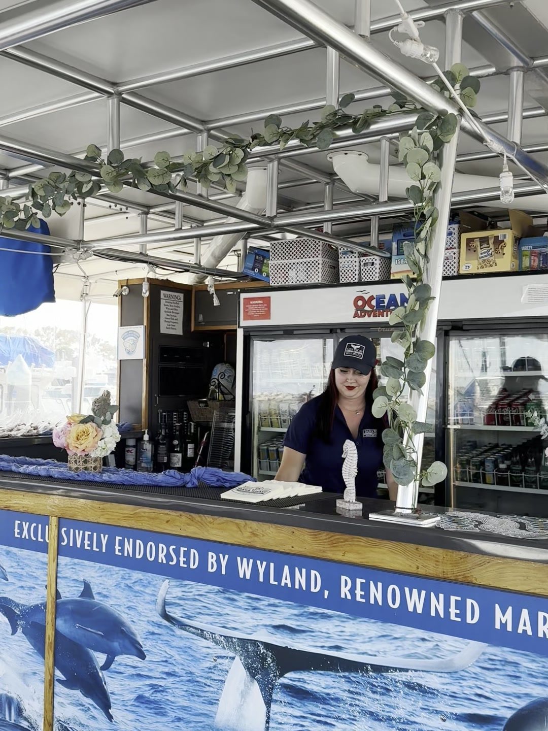Bartender at the licensed bar aboard Ocean Adventures